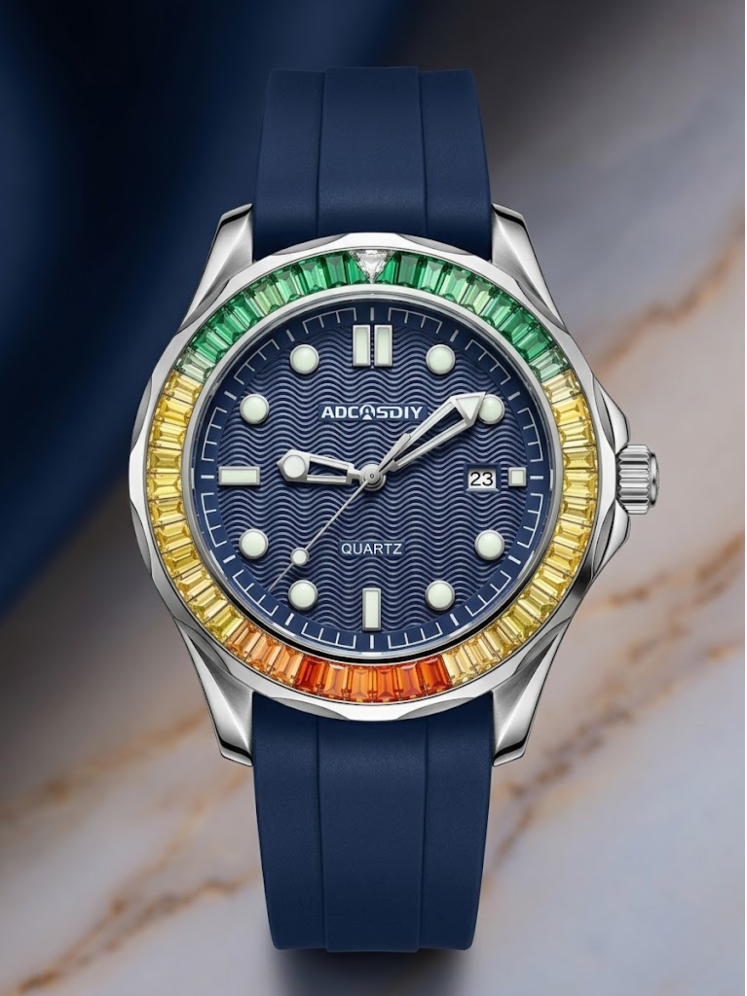 Aocasdiy Rainbow Stone Watch – Silicon Straps Watch
