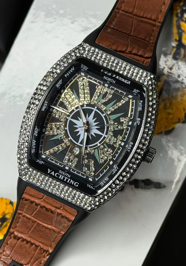 FM_Stones Silicon Straps Mens Watch